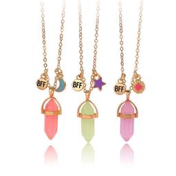 3-Piece Glow in The Dark Crystal BFF Necklace Set