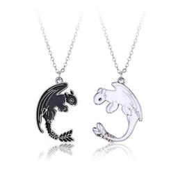Black & White Dragon Friendship Necklace Set BFF/C