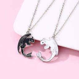 Black & White Dragon Friendship Necklace Set BFF/C