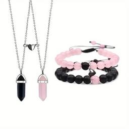 Magnetic Crystal Necklaces and Bracelets Sets