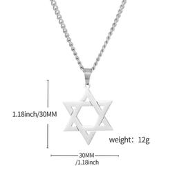 Hexagram Star Necklace Gold Silver Black