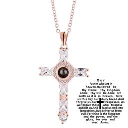 Cross Necklace with Lords Prayer Inside