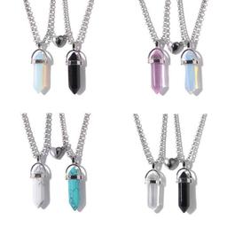 Crystal Pendant Necklaces with Magnetic Heart Clas