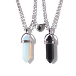 Crystal Pendant Necklaces with Magnetic Heart Clas