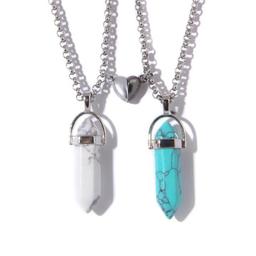 Crystal Pendant Necklaces with Magnetic Heart Clas