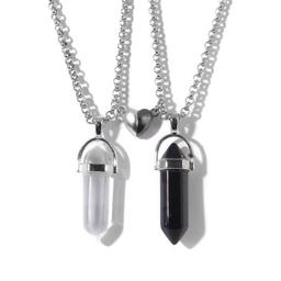 Crystal Pendant Necklaces with Magnetic Heart Clas