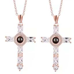 Cross Necklace with Lords Prayer Inside