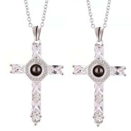 Cross Necklace with Lords Prayer Inside