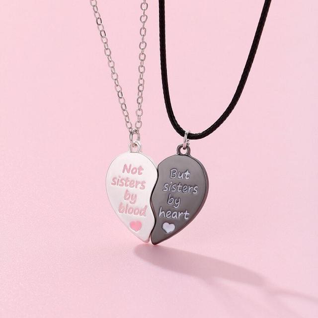BFF Magnetic Split Heart Necklaces – Not Sisters by Blood, But by Heart
