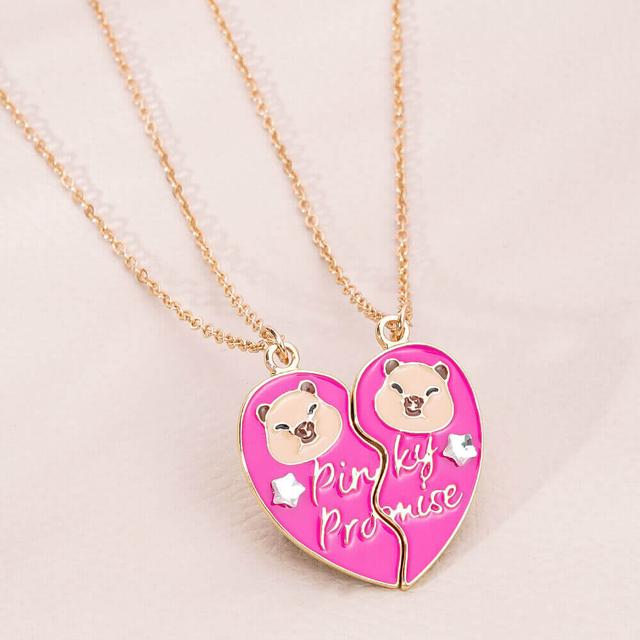 Magnetic Bear BFF Necklace Set 2-Piece Heart Friendship Jewelry