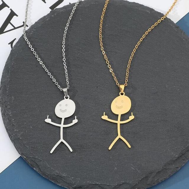 Stick Figure Bestie Necklace – Playful BFF Gift