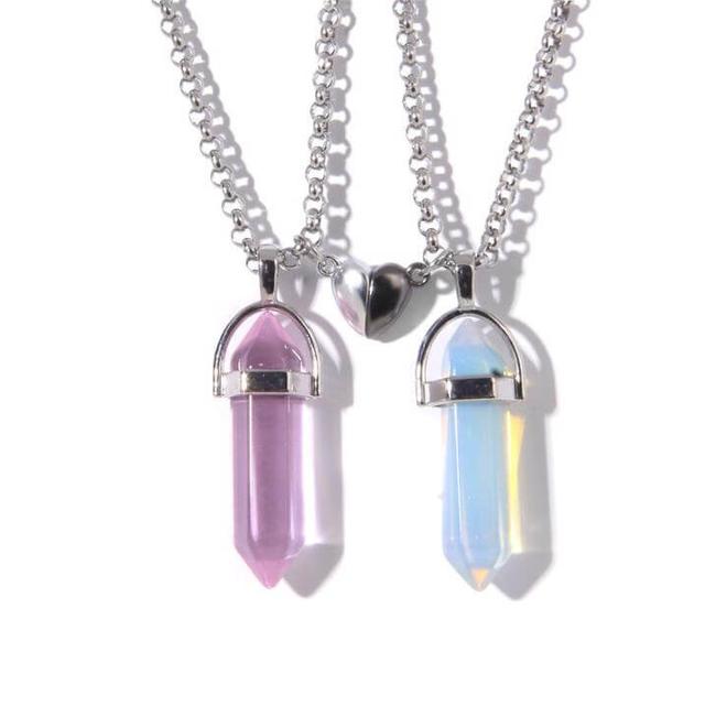 Crystal Pendant Necklaces with Magnetic Heart Clasp